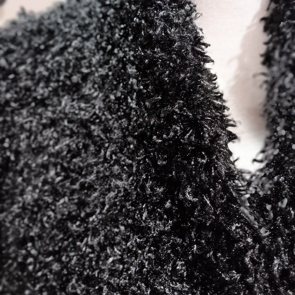 Ruby Rd Size 12 Black Fuzzy Teddy Sweater Euc - image 3